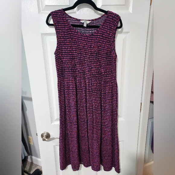 Kohl's Croft & Barrow Navy Color Dash Print Challis Midi Dress in PXL - Picture 2 of 9